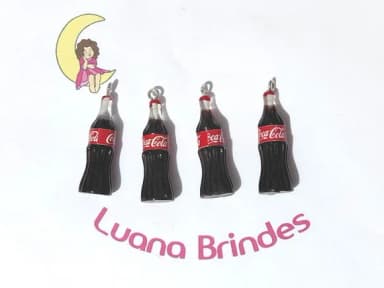 Pingente Garrafa de Coca Cola 3cm Resina Pacote C/5 Unidades