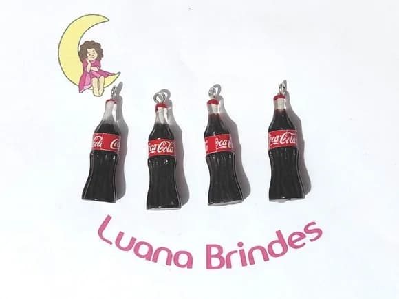 Pingente Garrafa de Coca Cola 3cm Resina Pacote C/5 Unidades