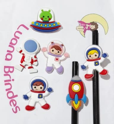 Lápis C/ponteira Astronauta Emborrachado Pacote C/6 Unidades