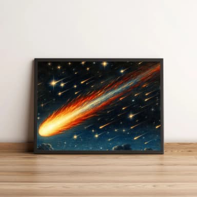 Quadro com Cometa Flamejante e Estrelas 08