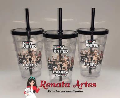 Copo com Canudo 500ml Now United