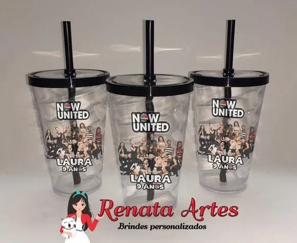 Copo com Canudo 500ml Now United