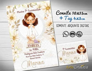 Convite Digital C/tag Primeira Comunhão