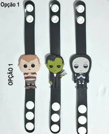 Pulseira Wandinha Emborrachada 19cm Pacotes com 3 Unidades
