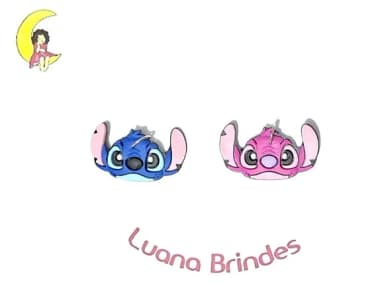 Pingente Stitch e Angel Emborrachado Pacote com 6 Unidades