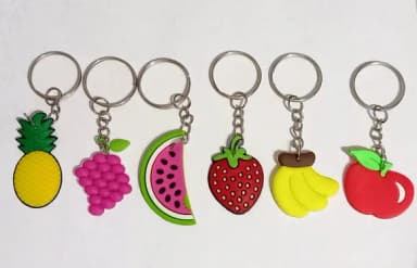 Chaveiro Frutas Variadas Emborrachado - 6 Unidades