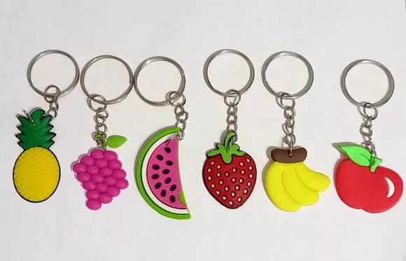 Chaveiro Frutas Variadas Emborrachado - 6 Unidades