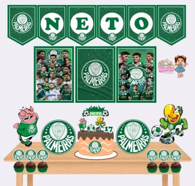Kit Festa Só Um Bolinho PALMEIRAS - Decoração de Festa