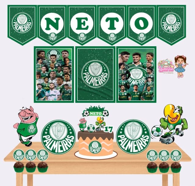 Kit Festa Só Um Bolinho PALMEIRAS - Decoração de Festa