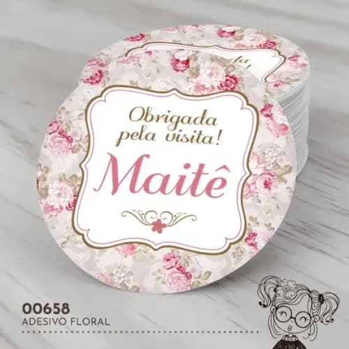 Adesivo Redondo Floral - 00658