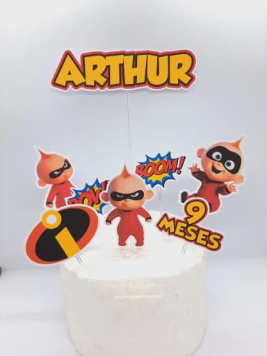 Topo de Bolo Personalizado ZEZÉ OS INCRIVEIS - Decoração de Festa - Papelaria