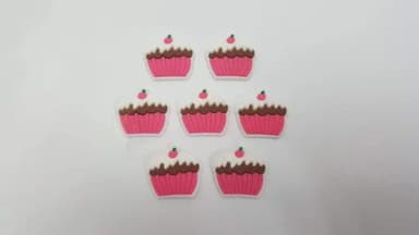 Aplique Cupcake Rosa Emborrachado de 2cm