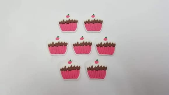 Aplique Cupcake Rosa Emborrachado de 2cm