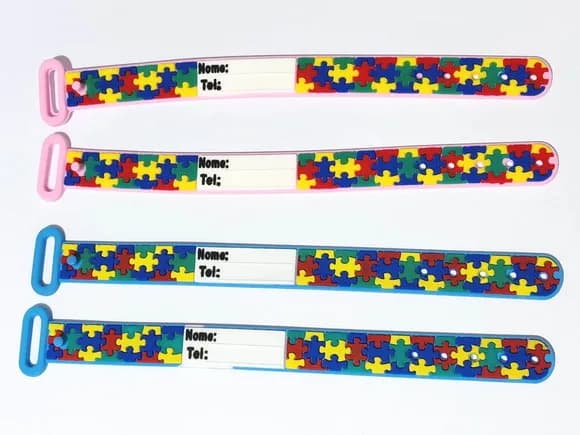 Pulseira de Identificação Infantil Autismo 19cm - 4 Unidades