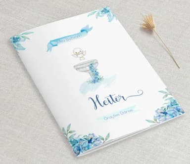 Livrinho De Orações Batizado - Floral Azul