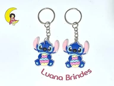 Chaveiro Stitch Pascoa Emborrachado Pacote com 6 Unidades