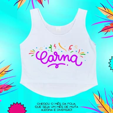 Cropped Carnaval Feminino Carna Escrita Colorida