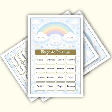 Bingo Chá de Bebê Menino PDF Para Imprimir