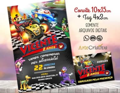 Convite Digital C/tag Mickey Race 2