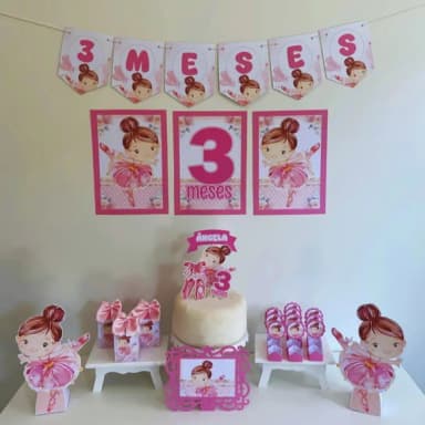 Kit Mesversário Bailarina Personalizados - Só Um Bolinho