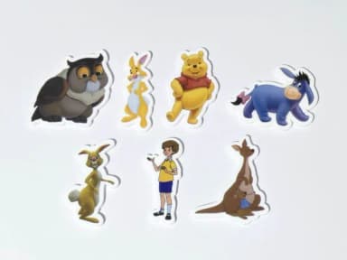 Aplique Ursinho Pooh 5cm Acrílico Pacote com 7 Unidades