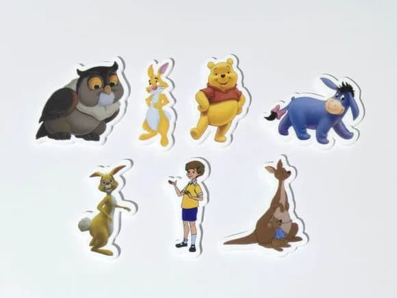 Aplique Ursinho Pooh 5cm Acrílico Pacote com 7 Unidades