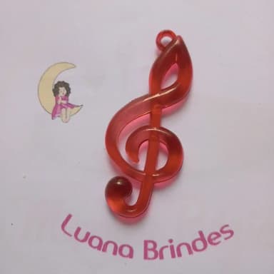 Pingente Nota Musical Vermelha Acrilico 7,5cm 5 Unidades