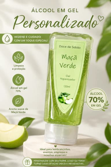 Gel Higienizador Personalizado ( Álcool Em Gel) 70 mL