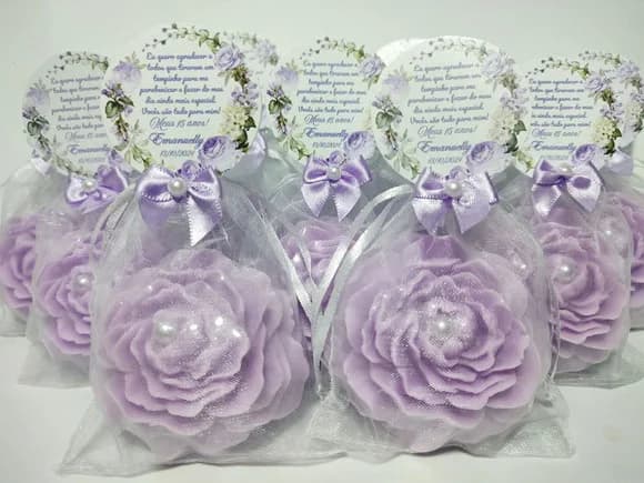 Lembrancinha 15 Anos Sabonete Flor Peônia Perfumado