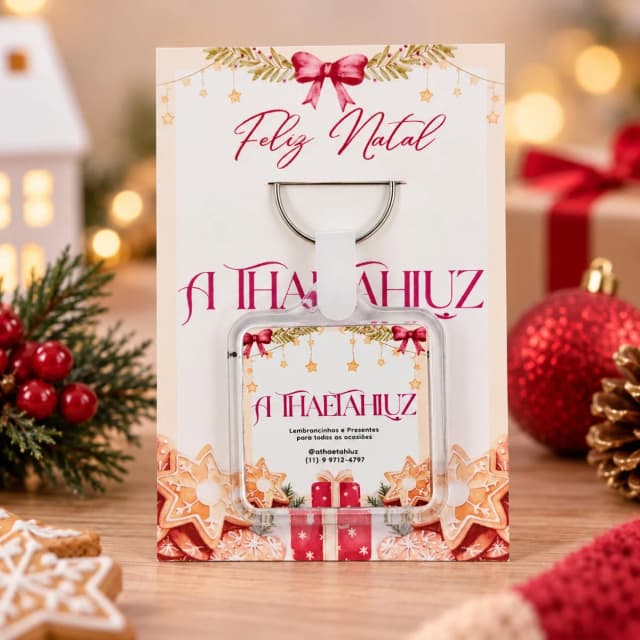 20 Unidades - Lembrancinhas Chaveiro de Natal Personalizado - Mimo de Natal