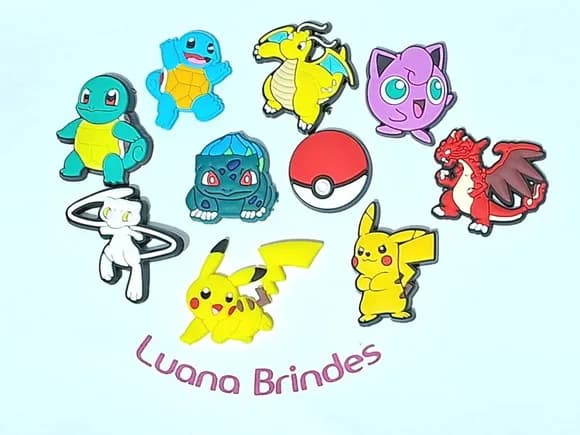 Aplique Pokemon Emborrachado Pacote com 10 Unidades