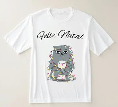 Camiseta Feliz Natal com Gato Divertido ? Humor e Estilo Nat