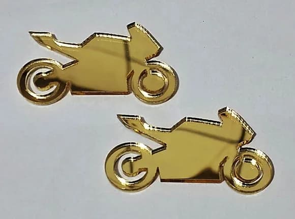 Aplique Moto de Acrílico Espelhado - 6 Unidades