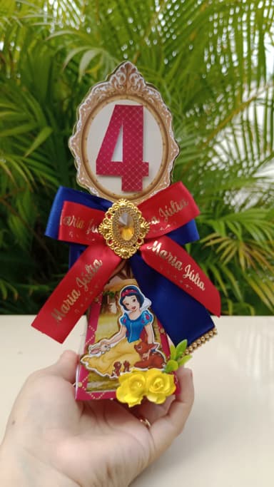 Caixa Pirâmide Luxo Personalizados Festa Branca de Neve
