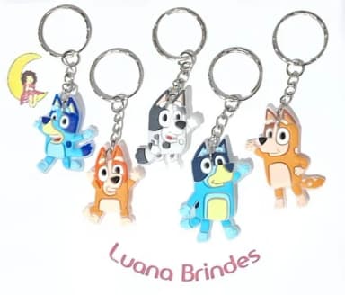 Chaveiro Bluey Emborrachado Pacote com 5 Unidades
