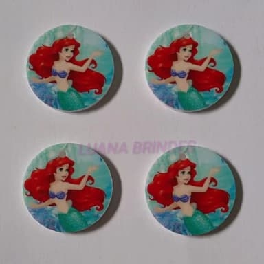 Pingente em Acrílico U.v da Princesa Ariel - Pct com 6 Unid