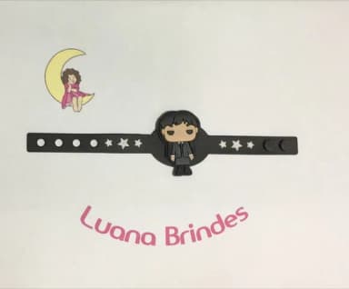 Pulseira Wandinha Addams Emborrachada 17,5 cm