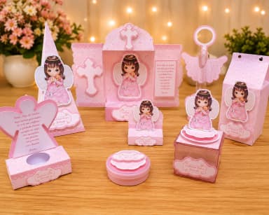 Arquivo de corte digital- Kit Batizado Menina Rosa