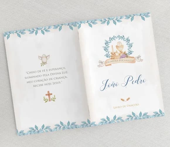 Lembrança Eucaristia - Livrinho Orações - Divino Azul