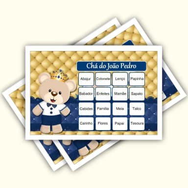 Bingo Chá de Bebê Menino Pdf Para Imprimir