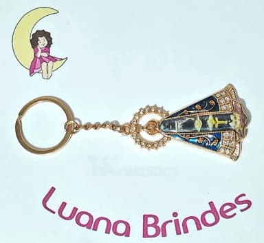 Chaveiro Nossa Senhora Aparecida Dourado com Strass 1 Peça'