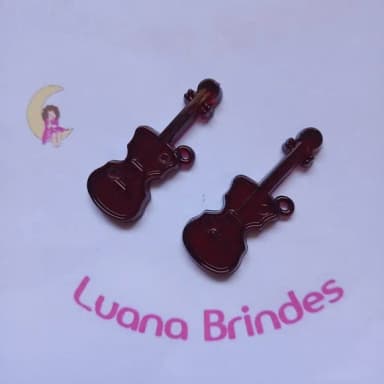 Guitarra Pingente Vinho de Acrilico 5cm Pct 16 Unidades