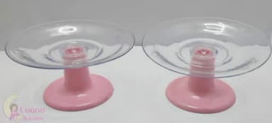 Mini Cake Transparente c/suporte Rosa de acrílico-pct c/2 un