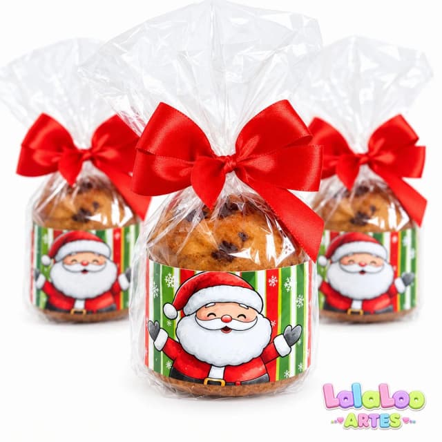 Mini Panetone 80g Embalado Temático Natalino — Lembrancinha de Natal