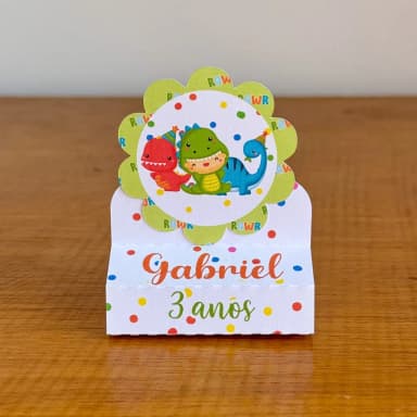 PEGUE E MONTE - Porta Bis Duplo Personalizados DINOSSAURO BABY - Decoração de Festa | Lembrancinhas | Aniversário | Personalizados