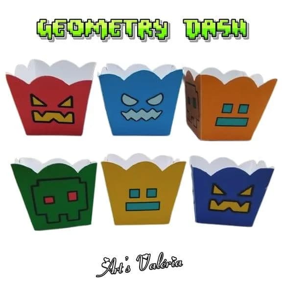 Centro de Mesa Cachepó Geometry Dash - Valor Unitário