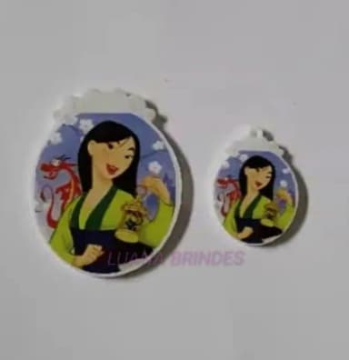 Kit Mulan Aplique e Pingente de Acrílico Princesa 3 Kits