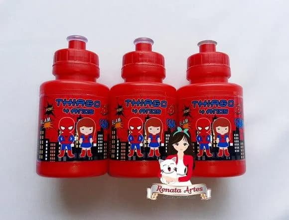 Squeeze Personalizado Homem Aranha e Mulher Aranha