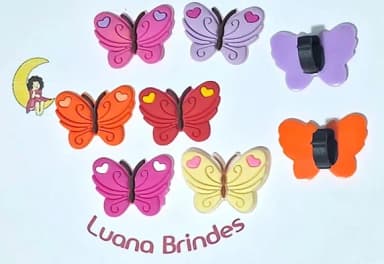 Pins para Cadarço Borboleta Emborrachado 6 Unidades