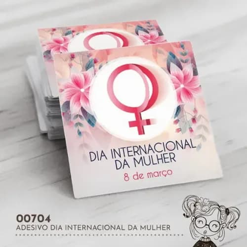 Adesivo Quadrado Dia Internacional Mulher - 00704